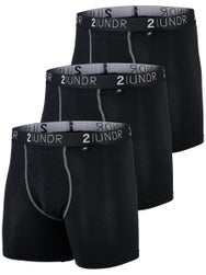 2UNDR Men's Swing Shift 6" Boxer Brief 3-Pack - Black