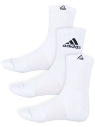 adidas Men's Cushioned 3.0 3-Pack Quarter Sock White