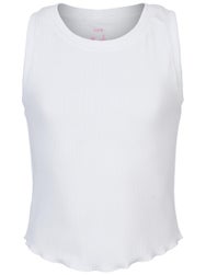 Lucky In Love Girl's Core Flutterline Tank - White