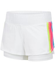 Lucky in Love Girl's Prisma Stripe Short- White