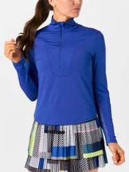 Lucky In Love Women's Stripe Free Play Zip Long Sleeve