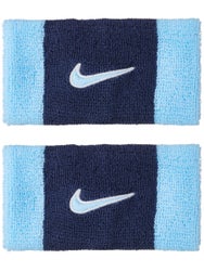 Nike Swoosh Doublewide Wristbands 2Pk Aquarius Blue/Nv