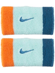 Nike Swoosh Doublewide Wristbands 2Pk Mint/Orange