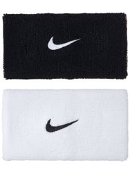 Nike Swoosh Doublewide Wristbands 2Pk Black/White