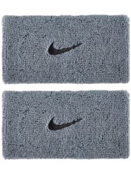 Nike Swoosh Doublewide Wristbands 2Pk Grey/Black