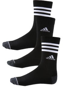 adidas Men's Cushioned 3-Stripe 3-Pack Crew Sock Black