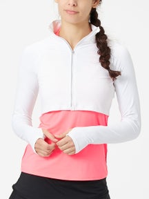 BloqUV Women's Full Zip Crop Long Sleeve Top - White