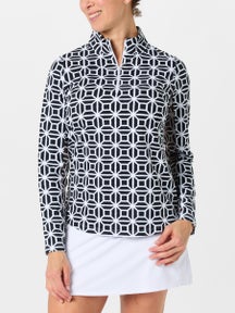 IBKUL Women's Carolyn LS Zip Mock - Black