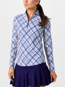 IBKUL Women's Tony Plaid Long Sleeve Mock