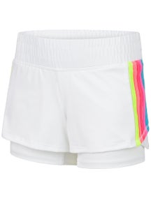 Lucky in Love Girl's Prisma Stripe Short- White