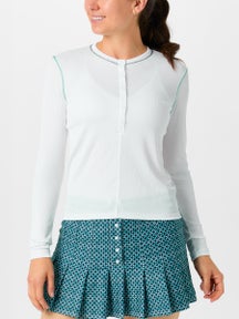 Lucky In Love Women's Eyelet Riviera Henley Long Sleeve