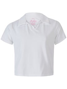 Lucky in Love Girl's Core Cropped Polo - White