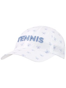VimHue Women's Racquet Print Puff Tennis Hat - Wh/Blue