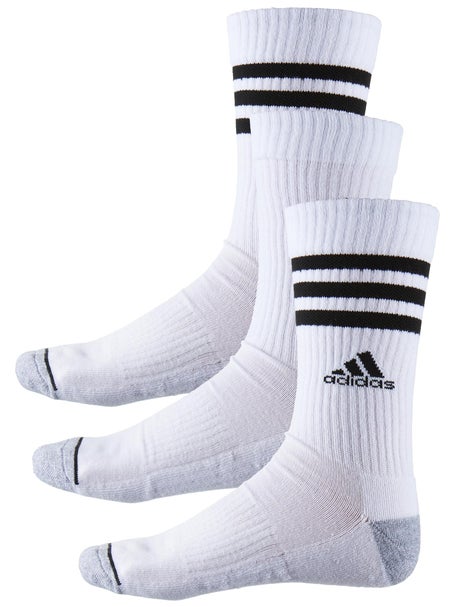 adidas Mens Cushioned 3-Stripe 3-Pack Crew Sock White