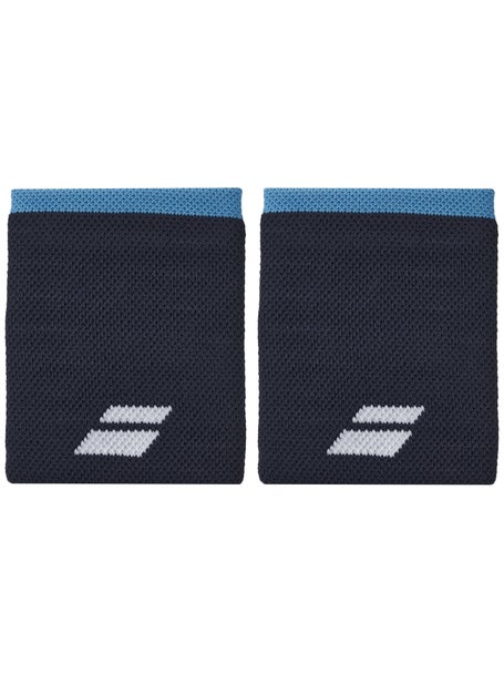 Babolat Mens 2025 Logo Doublewide Wristbands - Dk Blue