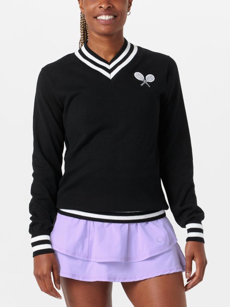 Bubble Womens Hatton Crossed Racquets Sweater - Black