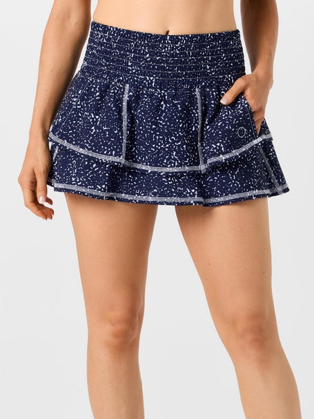 Bubble Womens Ruffle Skirt - Navy Dots