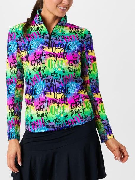 IBKUL Womens Girl Power Long Sleeve Zip Mock