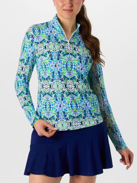 IBKUL Womens Ridley Long Sleeve Zip Mock - Navy