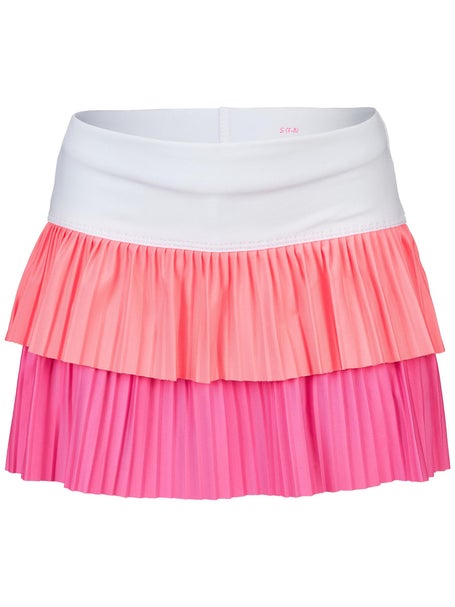 Lucky In Love Girls Doubles Pleat Skirt - Pink