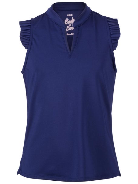 Lucky in Love Girls Pleat Me Up Tank - Navy