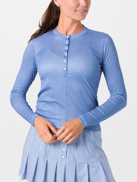 Lucky In Love Womens Linen Play Long Sleeve Henley