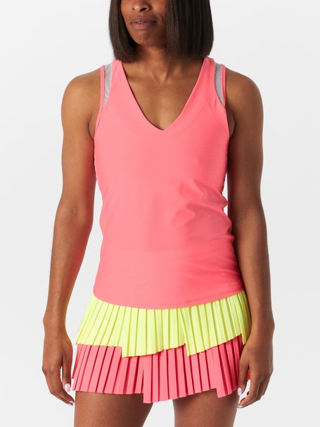 Lucky In Love Womens Sunset Spin Shimmer V-Neck Tank