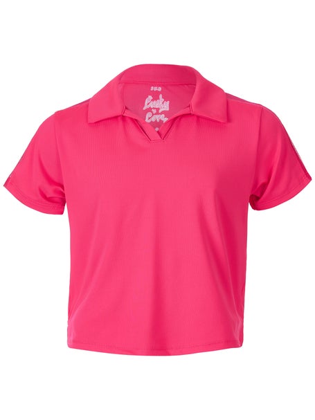 Lucky in Love Girls Core Cropped Polo - Coral