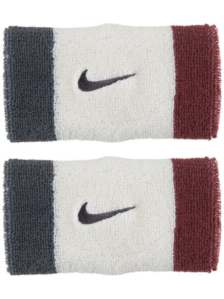 Nike Swoosh Doublewide Wristbands 2Pk Sail/Dk Red