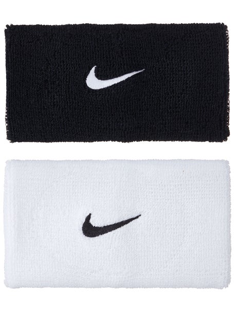 Nike Swoosh Doublewide Wristbands 2Pk Black/White