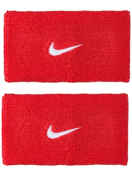Nike Swoosh Doublewide Wristbands 2Pk Red/White