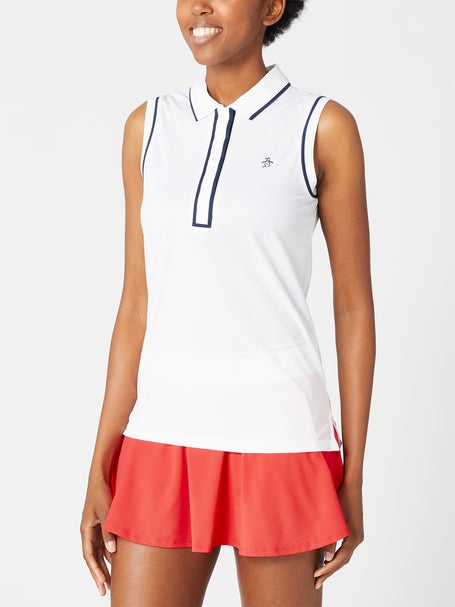 Penguin Womens Core Sleeveless Polo - White